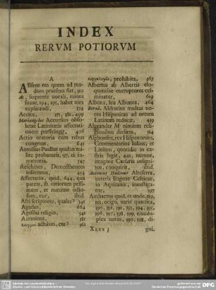 Index Rerum Potiorum