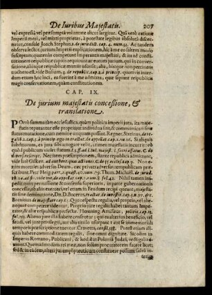 Cap. IX. De jurium majestatis conceßione, & translatione.