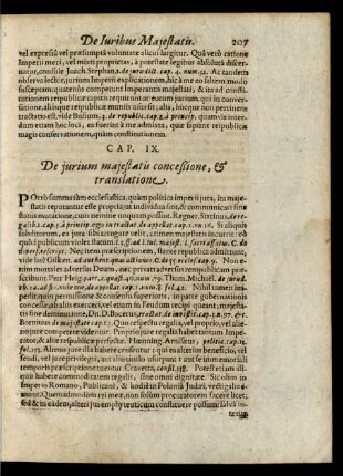 Cap. IX. De jurium majestatis conceßione, & translatione.