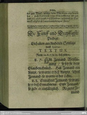 Die Fünff und Dreyssigste Predigt: Gehalten am Anderen Sontage nach Epiphan