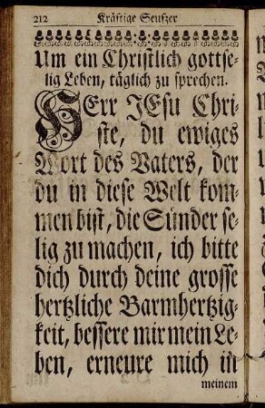 Um ein Christlich gottselig Leben, täglich zu sprechen
