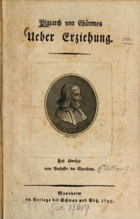 Plutarch von Chäronea Ueber Erziehung