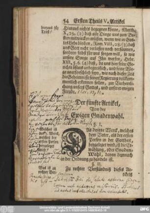Der fünfte Artikel, Von der Ewigen Gnadenwahl.