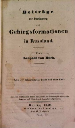 Beiträge zur Bestimmung der Gebirgsformationen in Rußland