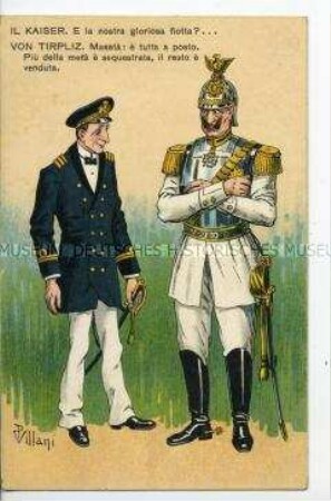 Italienische Postkarte gegen die deutsche Flottenpolitik
