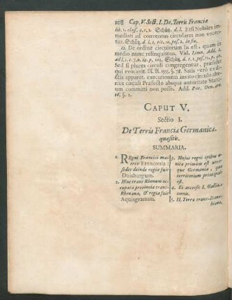 Sectio I. De Terris Franciae Germanicae. quaesitis.