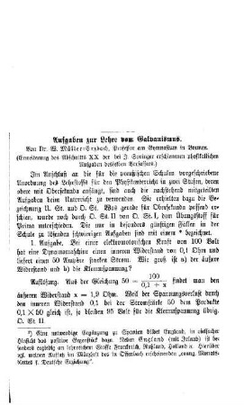 Aufgaben zur Lehre vom Galvanismus