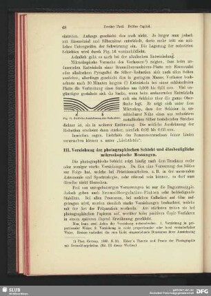 III. Verziehung der photographischen Schicht und diesbezügliche mikroskopische Messungen