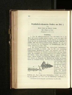 Physikalisch-chemische Studien am Blei. I.
