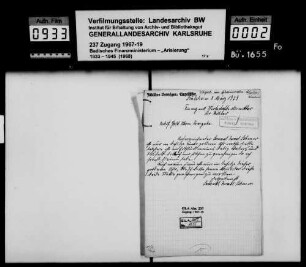 Scheuer, Samuel Israel in Külsheim Abgabe von Edelmetallen