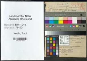 Entnazifizierung Rudi Koehl , geb. 20.01.1918 (Lehrer)