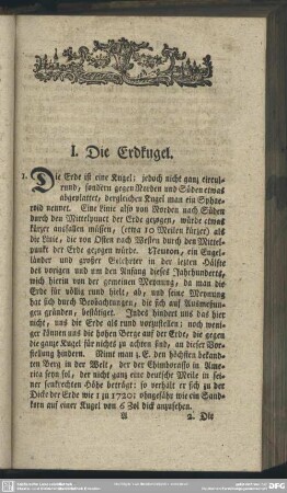 I. Die Erdkugel