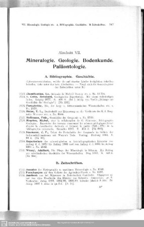 VII. Mineralogie. Geologie. Bodenkunde. Paläontologie