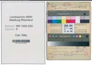 Entnazifizierung Willy Carl , geb. 20.06.1901 (Kaufm.Angestellter)