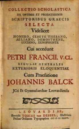 Collectio Scholastica ex optimis Scriptoribus graecis