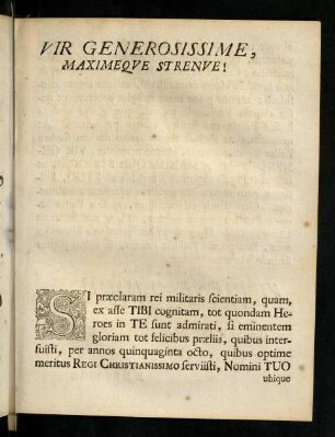Vir Generosissime, Maximeque Strenue!