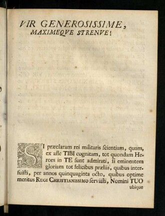 Vir Generosissime, Maximeque Strenue!