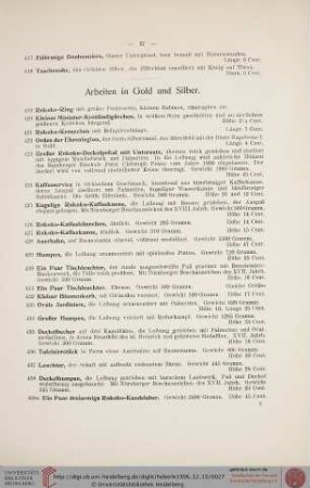 Arbeiten in Gold und Silber (Nr. 419-542)