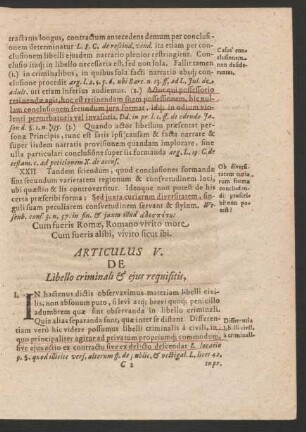 Articulus V. De Libello criminali & eius requisitis,