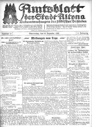 Nummer 50 : Donnerstag, den 14. Dezember 1922