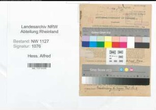 Entnazifizierung Alfred Hess , geb. 28.07.1911 (Zuschneider)
