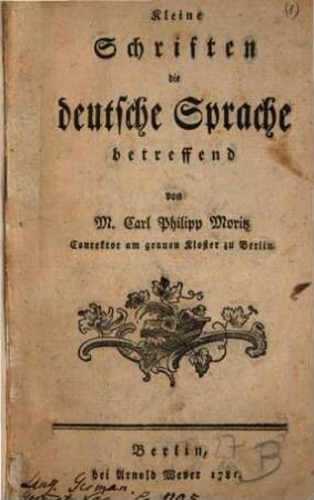 Kleine Schriften die deutsche Sprache betreffend