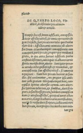 De Quarto Loco, Videlicet, de discrimine peccati mortalis et venialis.