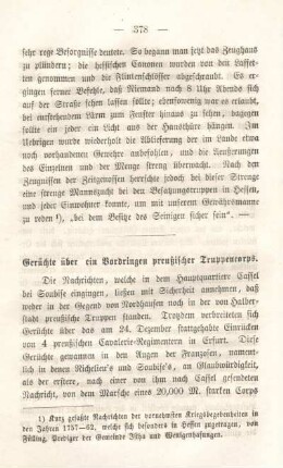 Gerüchte über ein Vordringen preußischer Truppencorps.