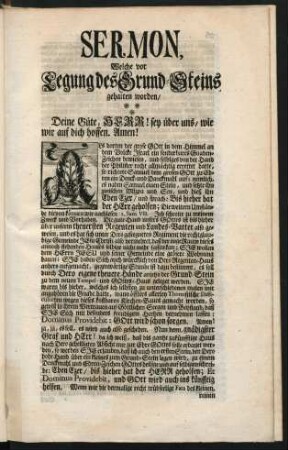 Sermon, Welche vor Legung des Grund-Steins gehalten worden