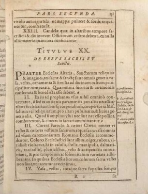 Titvlvs XX. De Rebvs Sacris Et Sanctis.