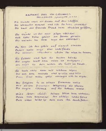 Anfang des VIII. Gesangs (Fegefeuer VIII, 1 - 21) : [SW X/XI: H28, SW X/XI: h2]; [SW X/XI, S. 61-62/177] / Geschrieben von Ernst Gundolf. Korrigiert von Stefan George