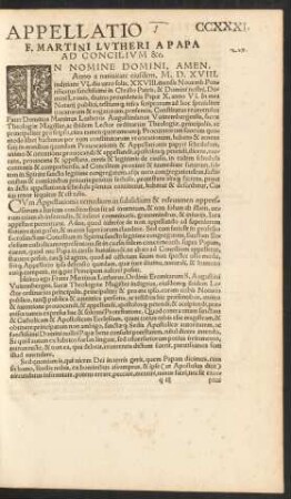 Appellatio F. Martini Lutheri A Papa Ad Concilium &c.
