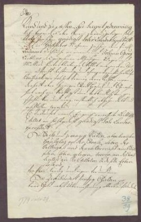 Die Witwe des Johann Georg Leiblin, Müller, verkauft an die Landesherrschaft einen Hausplatz zu Durlach
