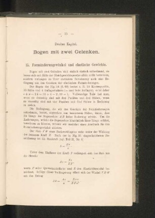 Zweites Kapitel. Bogen mit zwei Gelenken.