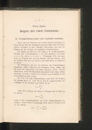 Zweites Kapitel. Bogen mit zwei Gelenken.