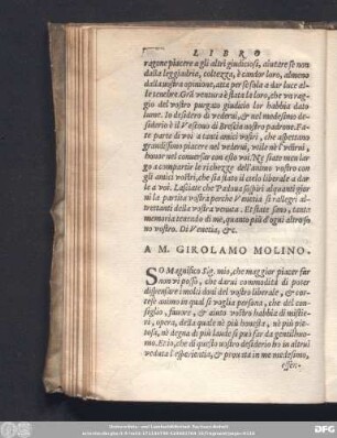 A M. Girolamo Molino.
