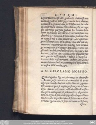 A M. Girolamo Molino.