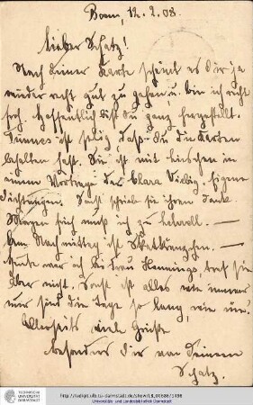 Postkarte vom 12.02.1908