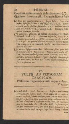 VII. Vulpes Ad Personam Tragicam.