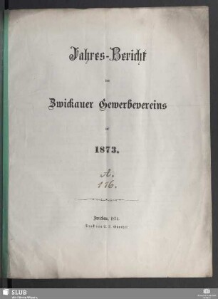 1872/73(1874): Jahresbericht des Gewerbevereins zu Zwickau