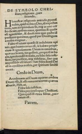 De Symbolo Christianae religionis, pars secunda.