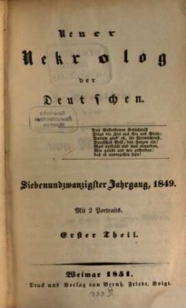 Neuer Nekrolog der Deutschen. 27. 1849 (1851)