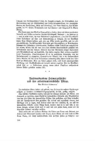 Volksverbundene Heimatgeschichte und ihre arbeitsunterrichtliche Pflege