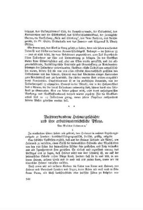Volksverbundene Heimatgeschichte und ihre arbeitsunterrichtliche Pflege