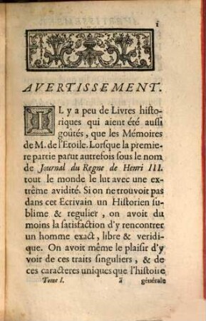 Journal Du Régne De Henri IV. Roy De France Et De Navarre : Tiré sur un Manuscrit du temps. Tome Premier