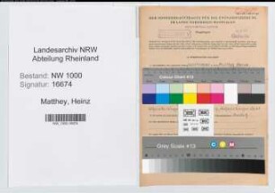 Entnazifizierung Heinz Matthey, geb. 24.08.1918 (Zollassistent)