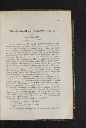 Über den Begriff der chemischen Elemente.