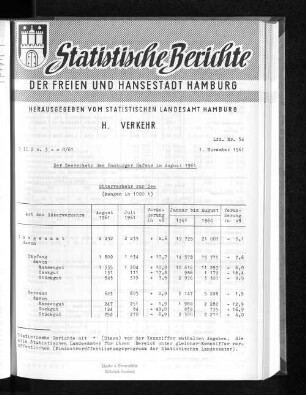 Der Seeverkehr des Hamburger Hafens im August 1961 : Lfd. Nr. 54