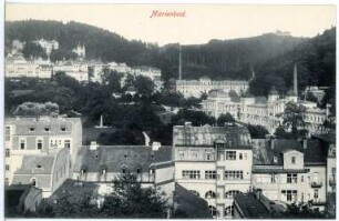 Marienbad. Blick auf Marienbad : Marienbad. Blick auf Marienbad gegen Katholische Kirche, Bildmitte rechts Kursaal und Neubad