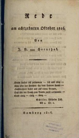 Rede am achtzehnten Oktober 1816